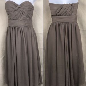 H & M Strapless Dress Formal In neutral Taupe 4